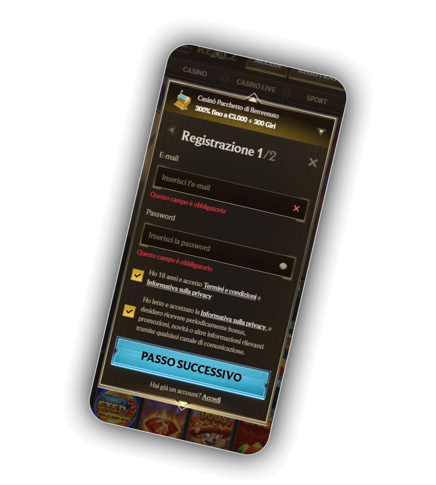 Registrazione al Casinò Realz